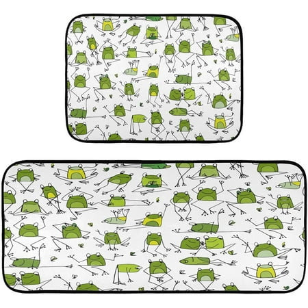

BESTKITTY Animal Frog Kitchen Mat - Cushioned Anti Fatigue Kitchen Rug Set of 2 Non Slip Waterproof Kitchen Mats for Kitchen Laundry Sink Office 19.7 ×27.6 +19.7 ×47.2