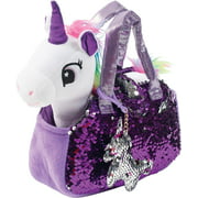 HTCM Plush Pet Set with Purse - Unicorn Toys - Unicorn Stuffed Animal - Unicorn Gift for Girls - Kids Plushie (White Unicorn)