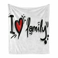 thumbnail image 1 of Family Soft Flannel Fleece Throw Blanket, I Heart Family Writing Pictogram Style Artwork with Dots Happiness, Cozy Plush for Indoor and Outdoor Use, 70" x 90", Black Red White, by Ambesonne, 1 of 6