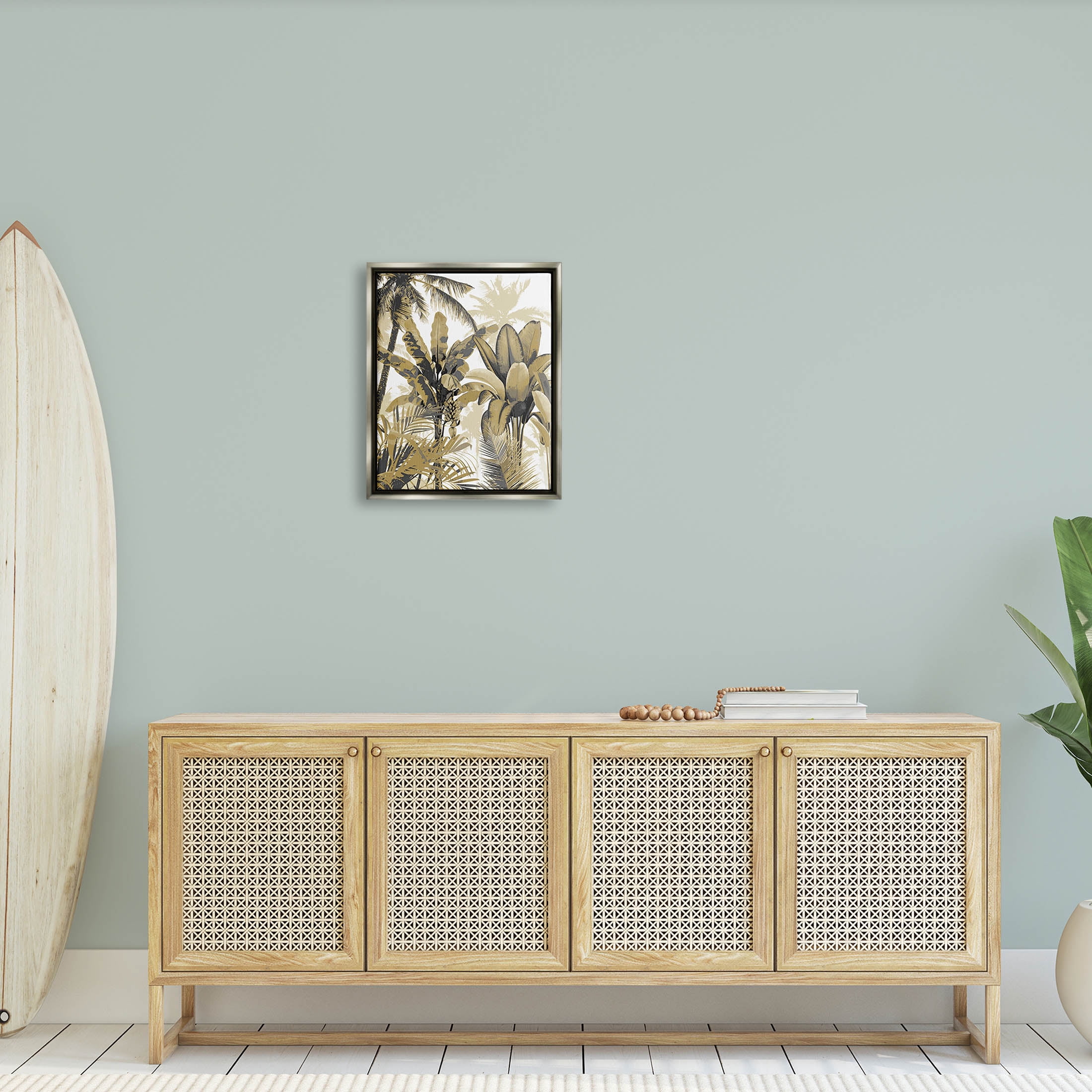 Tropical Varied Layered Palms Botanical & Floral Graphic Art Luster Gray Framed Art Print Wall Art
