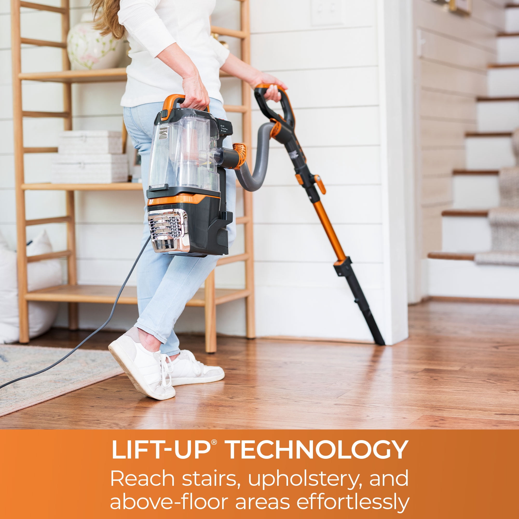 Kenmore FeatherLite™ Upright Vacuum, Bagless, Pet Friendly, Lift-Up® Technology, HEPA Completely Sealed Filtration, Multi-Surface with Swivel, DU4080, Orange