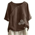 thumbnail image 2 of Fiudx Ofertas Flash Del Día Solo En Línea Camiseta Estampada para Mujer Blusa de Manga Corta Tops Casuales con Cuello Redondo, 2 of 4
