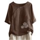 thumbnail image 1 of Blusas de Manga Corta para las Mujeres Impresas Cuello Redondo Camiseta Casual, Blusa de Algodón de Imitación para las Mujeres, 1 of 4