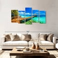 thumbnail image 2 of Elephant Stock Maldives Beach Resort Wall Art - Horizontal Multi Panel Canvas - Living Room Wall Decor - Beach Multi Panel - Blue And Yellow Decor - 80" x 40", 2 of 8