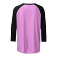 thumbnail image 5 of Scyoekwg Womens 3/4 Sleeve Tops T Shirts Cewneck Three Quarter Length Sleeve Blouse Color Block Patchwork Graphic Tee Loose Lightweight Blouses (Purple,L), 5 of 5