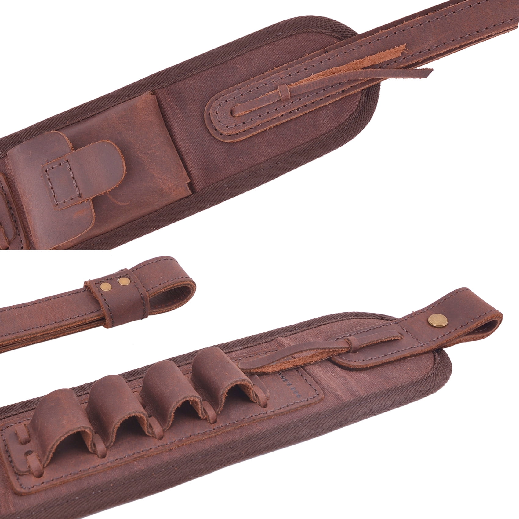 Canvas Leather Shotgun Ammo Shell Holder Handmade Sling Hunting Gun Strap for 20GA