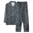 thumbnail image 2 of Pajamas for Men Set Plaid Home Wear Cardigan Long Sleeve Collared Top And Loose Pants Sleep Pajama Loungewear Sleepwear 2 Piece Pj with Pockets, 2 of 3