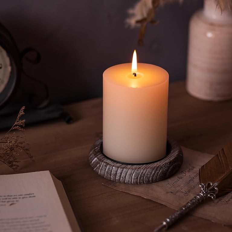 Sziqiqi Whitewash Wooden Pillar Candle Holders, Set of 2 photo 5