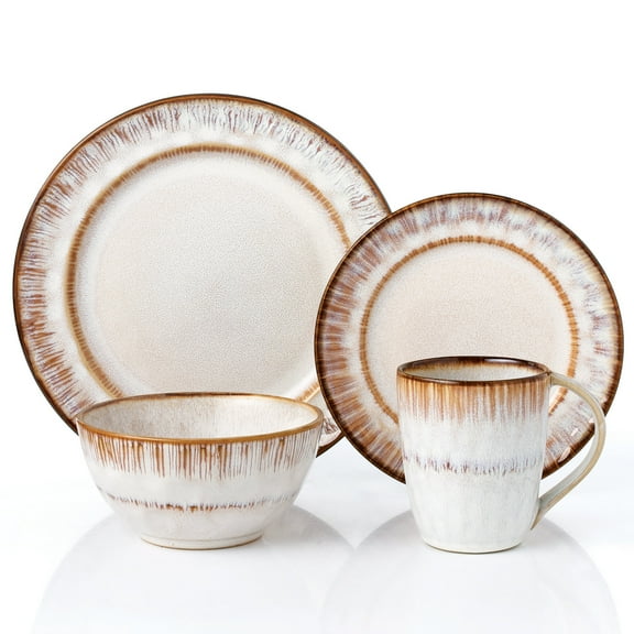 Lorren Home Trends 16 Piece Stoneware Set in Mocca Swirl