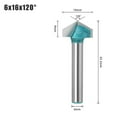 thumbnail image 1 of 6mm V Router Bit Tungsten Steel Woodworking Milling Cutter 90 120 135 150 Degree, 1 of 4