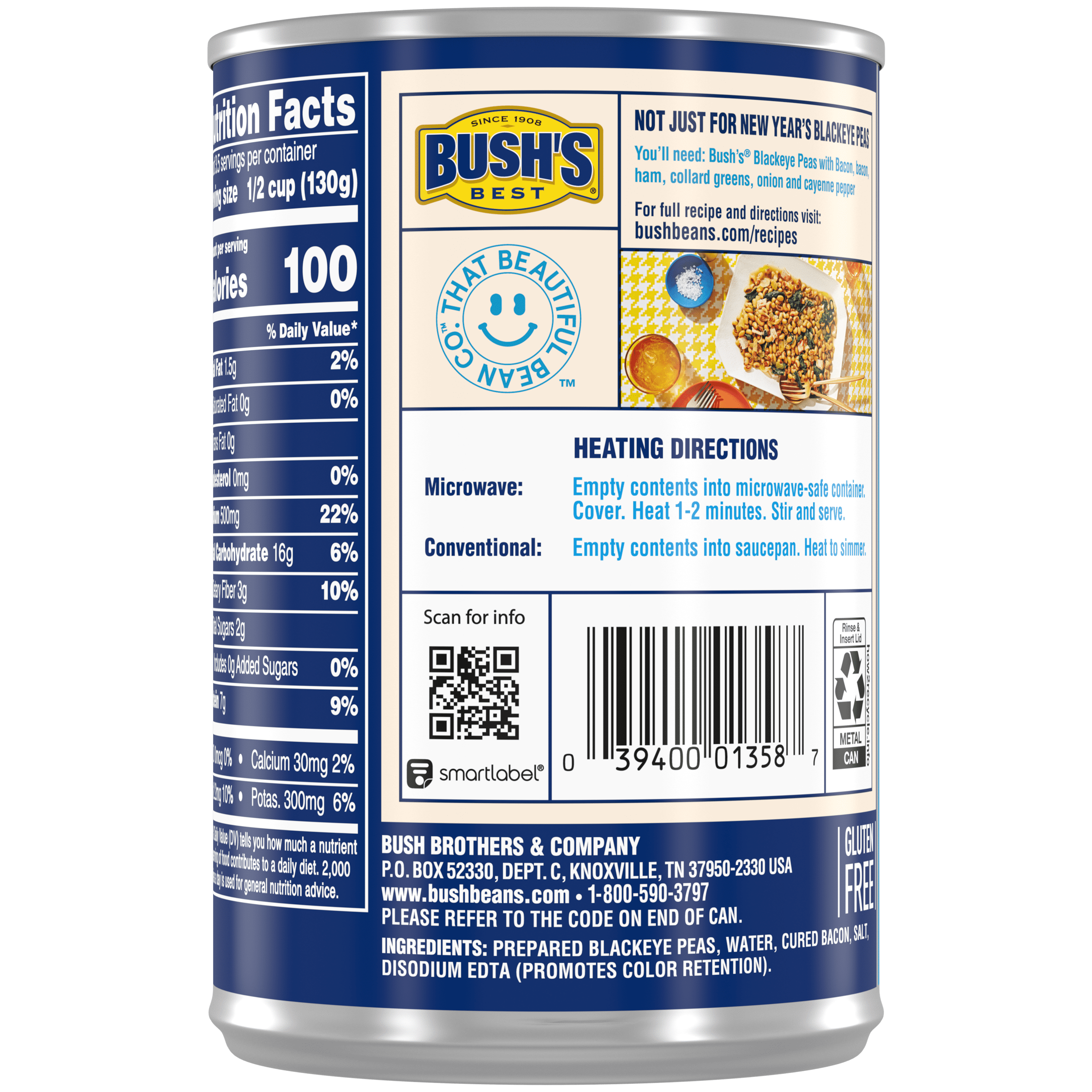 (12 pack) Bushs Blackeye Peas with Bacon 15.5 OZ