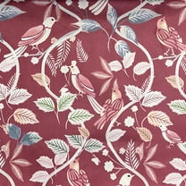 Decora Furnishings Floral and Parrot Design Digitally Printed Velvet Finish Fabric for Upholstery, Window Treatments, Craft - Width 54 inches - Fabric by The Yard (Red)