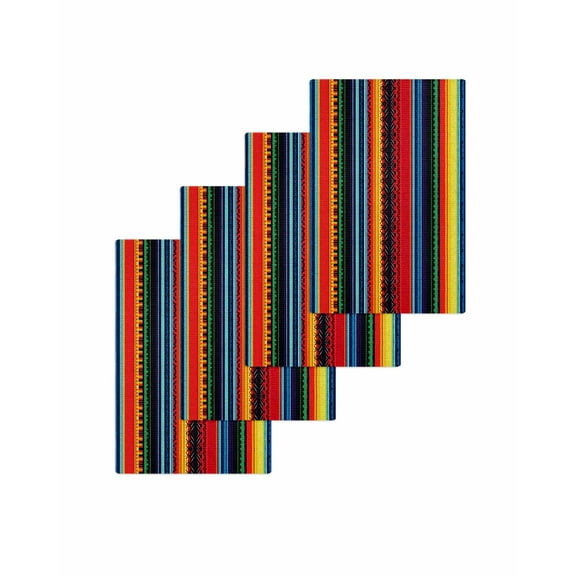 Rainbow Striped Kitchen Dish Towels for Drying Dishes Set of 4, Modern Colorful Boho Ethnic Chic Lines Waffle Weave Microfiber Terry Hand Tea Bathroom Towels Quick Dry & Absorbent Towel 15.7x23.6