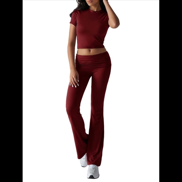 Pantalón de Traje de Corta Ajustado de Color Liso Color Vino Tinto M