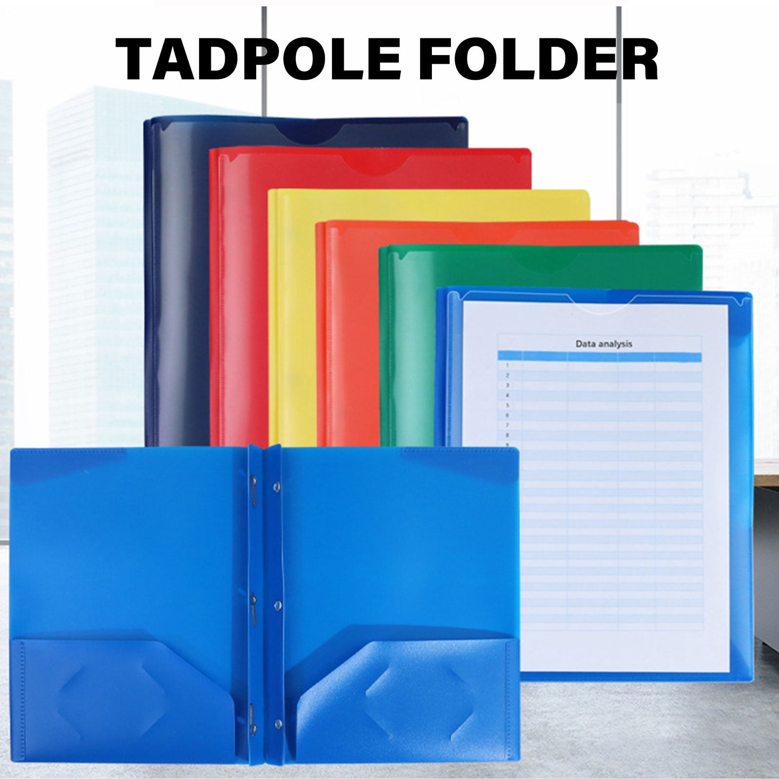 10Pcs Letter Size Paper Folder with Two Pockets and Business Card Holder, Two Pocket Folders with 3 Prong for Office