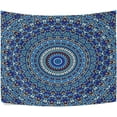thumbnail image 2 of Blue Abstract Mandala Pattern Tapestry Wall Hanging Tapestries Happy Colorful Hippie Psychedelic Art Polyester Carpet Wall Decorative for Living Room Bedroom 80x60inch Home Decor Gifts, 2 of 7