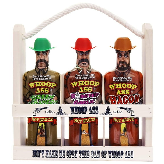 'Whoop Ass Hot Sauce" Wooden Crate Gift Set