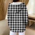 thumbnail image 6 of Fall Flannel Plaid Shirt for Women, Zipper Drawstring Hooded Long Sleeves Jackets, Causal Comfy Daily Blouses with Pockets, 6 of 8