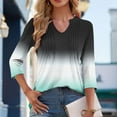 thumbnail image 5 of JTZGDY Womens T-Shirts Casual Tie Dye/Sparkly Printed 3/4 Length Sleeve V Neck Ruched Pleated Tunic Tops Loose Fit Dressy Pullover Blouse Green#01 XXL, 5 of 7