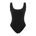 thumbnail image 2 of Baberdicy One Piece Swimsuit Women Swimwear Suit Athletic for Teen Girls Solid Color Black And Brown Swimsuit Bathing Swimsuit Black M, 2 of 8