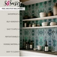 thumbnail image 5 of S4sassy Self-Stick Decorative Boho Wallpaper, Tribal Pattern Wall Paper, Textured Vinyl Waterproof Contact Paper, Green, 25"x60" Removable Renter Friendly Wall Covering For Bedroom, Dining room, 5 of 9