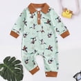 thumbnail image 2 of larppty Newborn Baby Boy Western Clothes Cow/Horse Print Romper Jumpsuit Long Sleeve Button Up Collared Bodysuit Outfit, 2 of 6