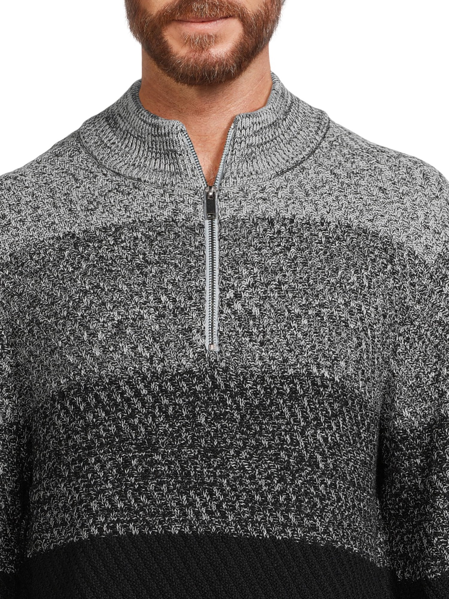 Tribekka 44 Men's Gradient Mock Neck Quarter Zip Sweater with Long Sleeves, Sizes S-2XL