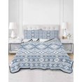 thumbnail image 2 of Twin XL Quilt Bedding Set, Ethnic Tribal Blue Reversible Summer Quilt 3 Pieces, Traditional Geometric Boho Lightweight Bedspreads Coverlets with 2 Pillow Shams for All Seasons, 2 of 5