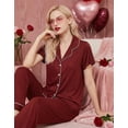 thumbnail image 2 of Ekouaer Pajamas for Women Set Button Up Sleepwear Cute Pjs Ruffle Sleeve Notch Collar Lounge Sets with Long Pants, 2 of 6
