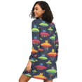 thumbnail image 2 of FORMRS Womens Long Sleeve Nightgowns Crew Neck Sleep Shirt Soft Pajamas Sizes S-3XL, Colorful Space Cat, 2 of 8