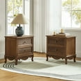 thumbnail image 7 of Wooden End Table with Charging Station Space 2 Drawers Table Living Room Walnut, 7 of 7