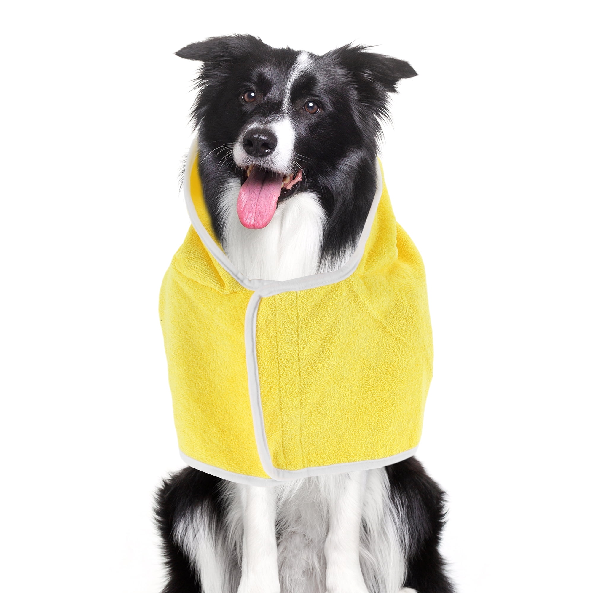 Unique Bargains Hooded Dog Bathrobe Soft Pet Towel Dog Towel Absorbent Coat XL Yellow