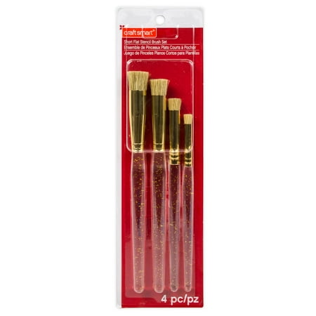 UPC: 0886946967801 | Short Flat Stencil Brush Set by Craft Smart® 4 Pack