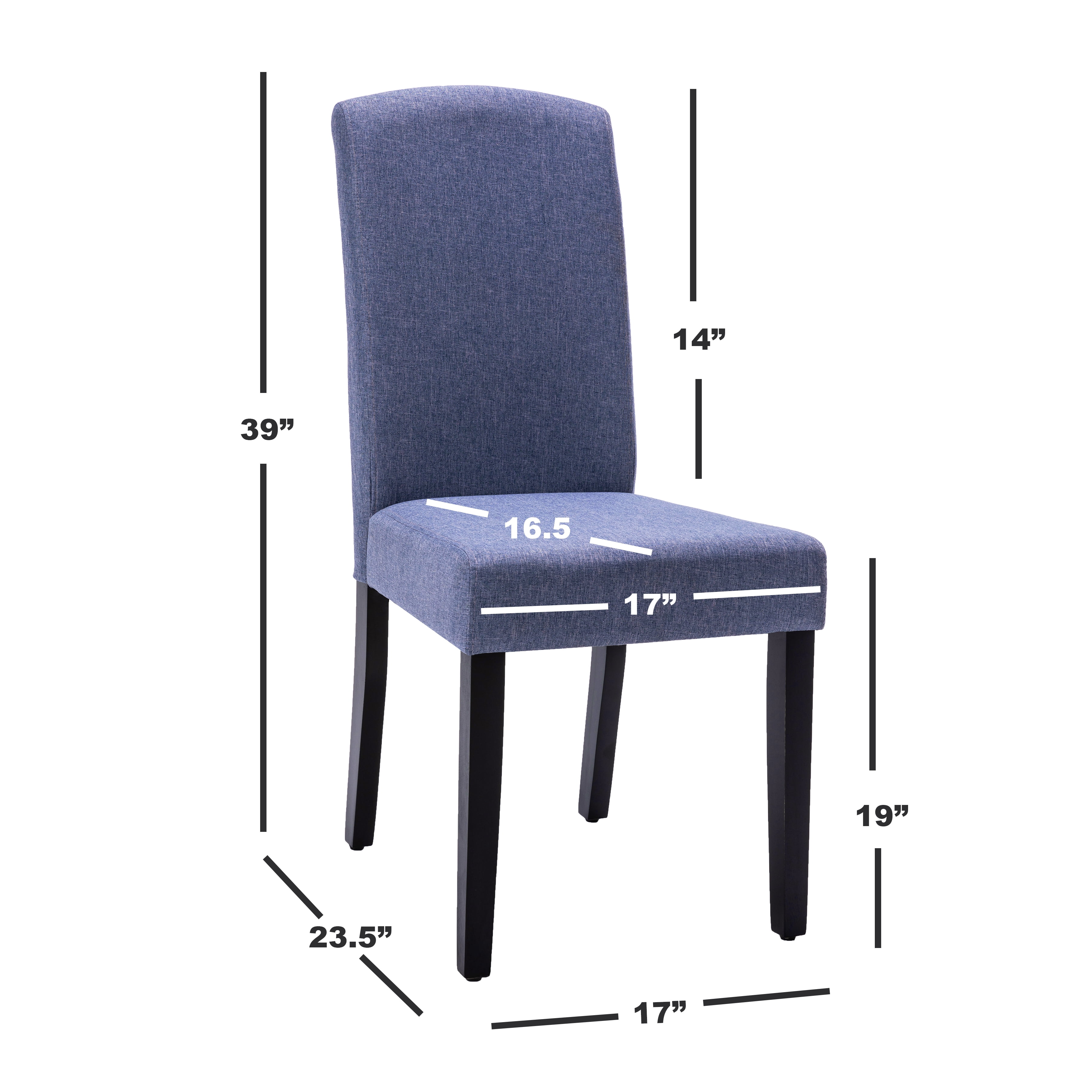 Modern 2 PC Polyester Dining Chair Set with Diamond Tufted Back and Wooden Legs, Navy - AC Pacific