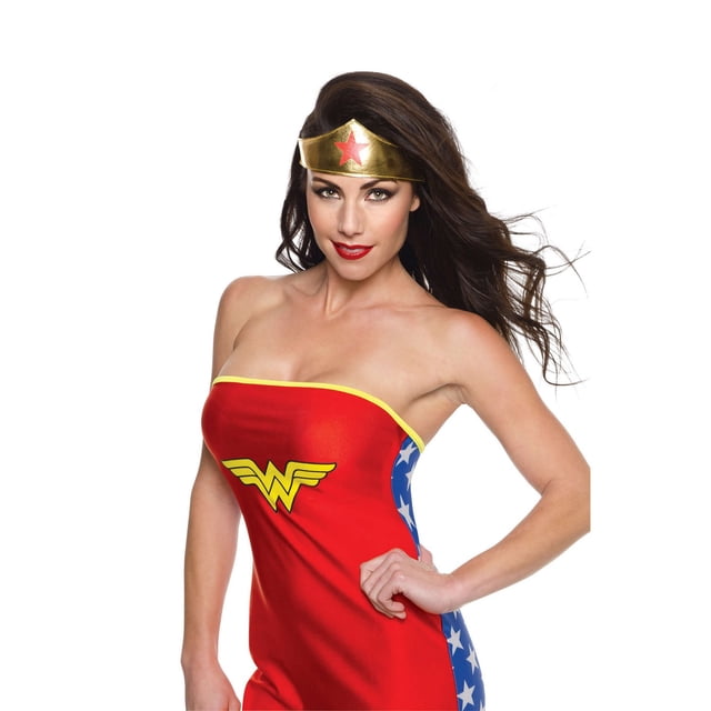 Wonder Woman - Tiara de Princesa para Mujer (Dorado, Rojo)