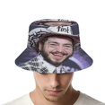 thumbnail image 4 of Posty Austin Post Malone Sombrero bucket para adultos, gorra de protección solar, sombrero de pescador plegable para viajes al aire libre, pesca y actividades de verano, 4 of 6