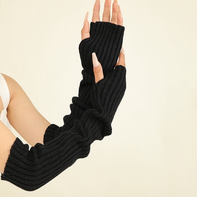 Chauffe-bras Mode Gants Longs Sans Doigts Manches Tricotées Extensibles pour Femmes 2025