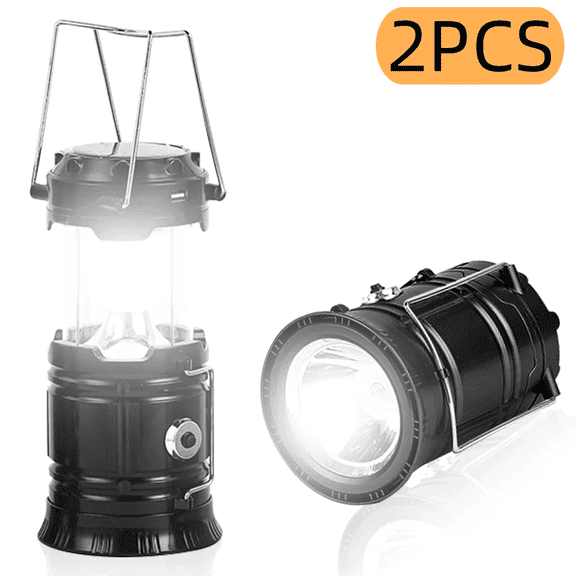 Kabuer Solar Lanterns for Camping, Collapsible LED Flashlight Lamp Kit for Outdoors, Hiking, 2 Pcs