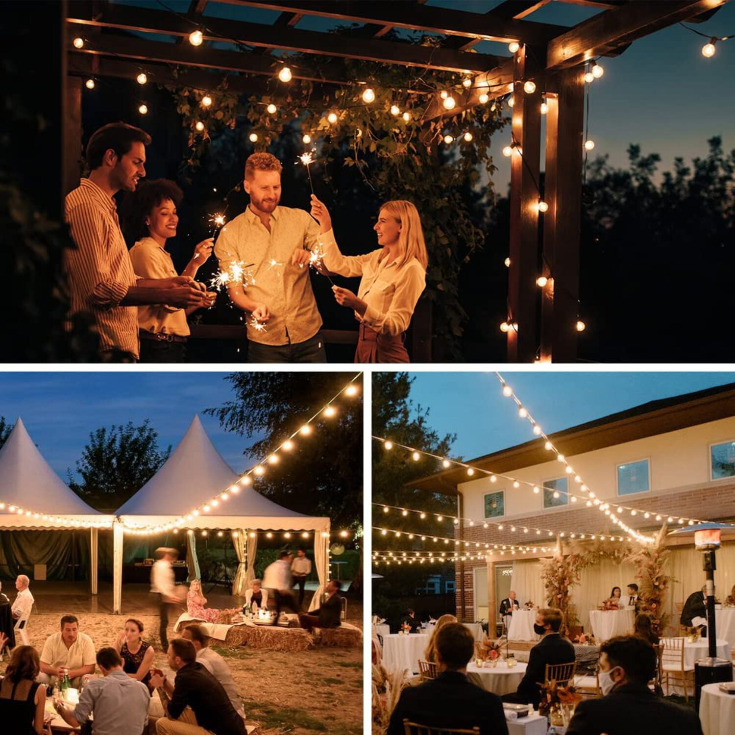 40FT Outdoor Waterproof G40 Globe Edison LED String Lights Warm White