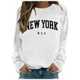 thumbnail image 2 of Fall Sweatshirts for Women 2025 New York Sweatshirt Long Sleeve Crewneck Letter Graphic Sweatshirt Pullover Tops, 2 of 7