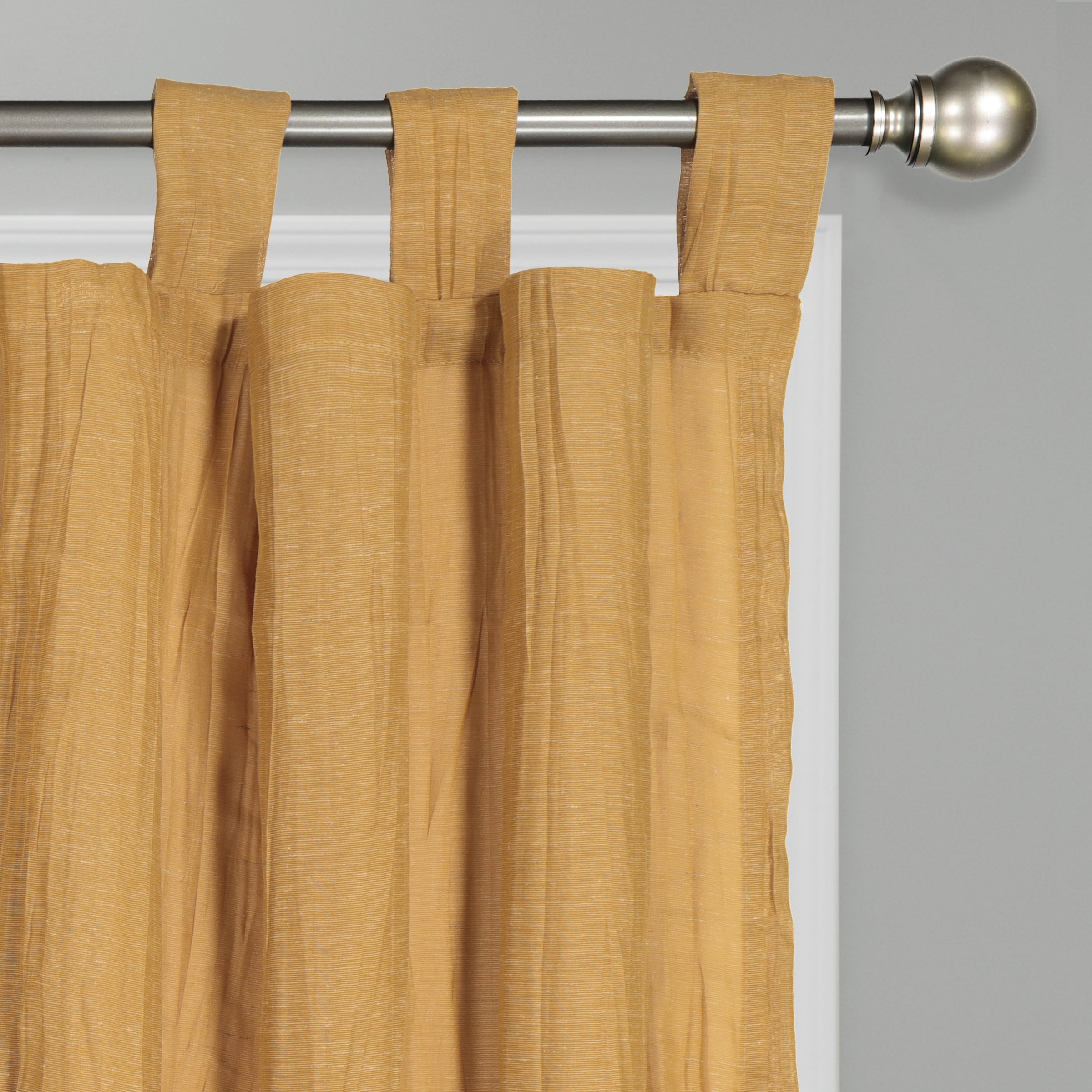 Better Homes & Gardens Arusha Solid Sheer Tab Top Single Curtain Panel, Gold, 50 x 84