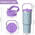 thumbnail image 4 of 30oz Handheld Travel Tumbler with Handle – Double Wall Stainless Steel Insulated Cup, Flip Straw Lid, Leak-Proof & BPA-Free for Hot and Cold Drinks – Durable Coffee & Juice Mug Pink, 4 of 7