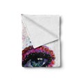 thumbnail image 2 of Sugar Skull Soft Flannel Fleece Throw Blanket, Spooky Big Eyes Cat Face Girl Portrait Ceremonial Celebration Print, Cozy Plush for Indoor and Outdoor Use, 50" x 60", Multicolor, by Ambesonne, 2 of 6
