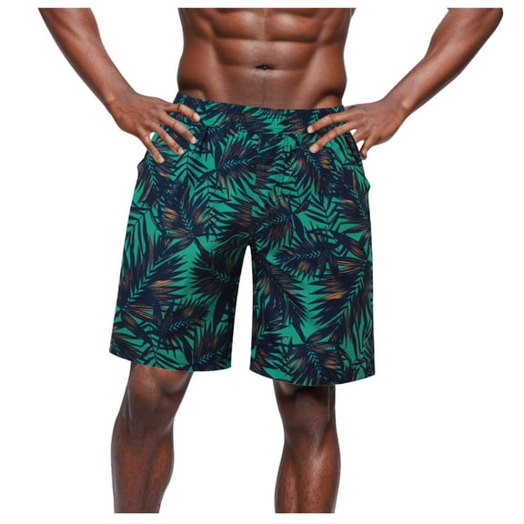 JAJAHO Mens Hawaiian Summer Shorts Tropical Print Casual Drawstring Beach Surf Quick Drying Shorts Stylish Bottoms