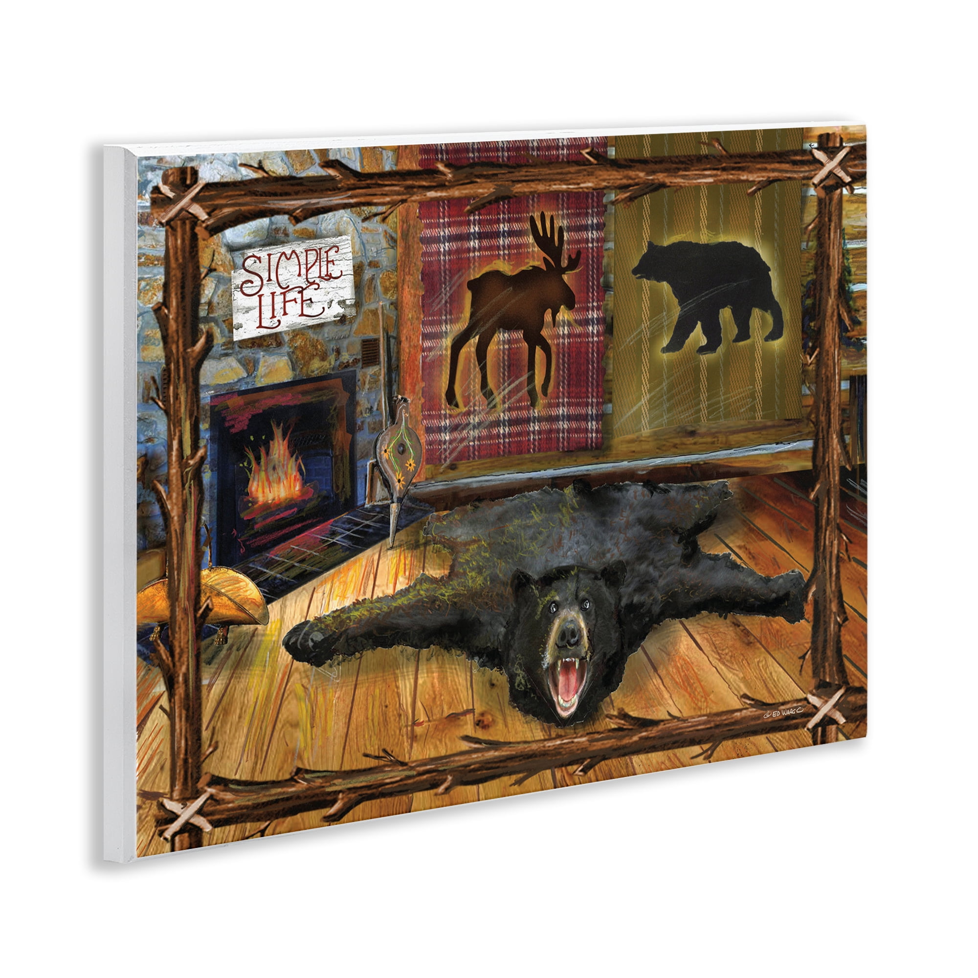 Stupell Industries Rustic Cabin Interior Animals & Insects Painting Unframed Art Print Wall Art, 14 x 11