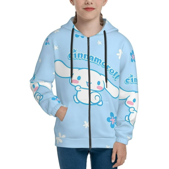 Cinnamoroll Girls Hoodie Sweatshirt Full Zip Jacket Casual Teens Hoodie with Pocket S7-8