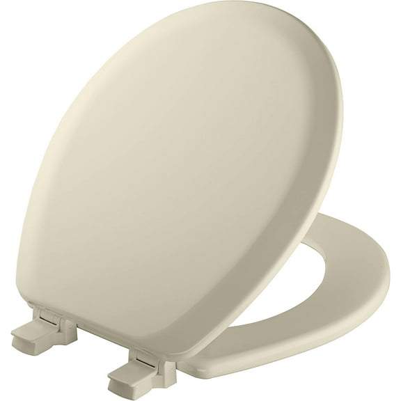 MAYFAIR 41EC 346 Cameron Toilet Seat will Never Loosen and Easily Remove, ROUND, Durable Enameled Wood, Biscuit/Linen