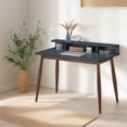 thumbnail image 7 of Roundhill Furniture Roskilde Solid Wood Writing Desk with Hutch in Gray, 7 of 7