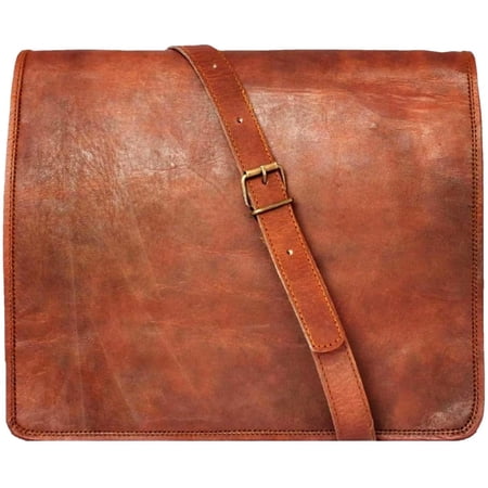 Jaald Leather Messenger Bag Satchel Laptop Briefcase for Men Women Crossbody Shoulder Bag Office Travel Vintage Handbag