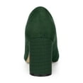 thumbnail image 6 of BLISSFUL STEP Women's Shoes Pointy Toe Slip-on Faux Suede Block Heel Pumps  Green 9, 6 of 8